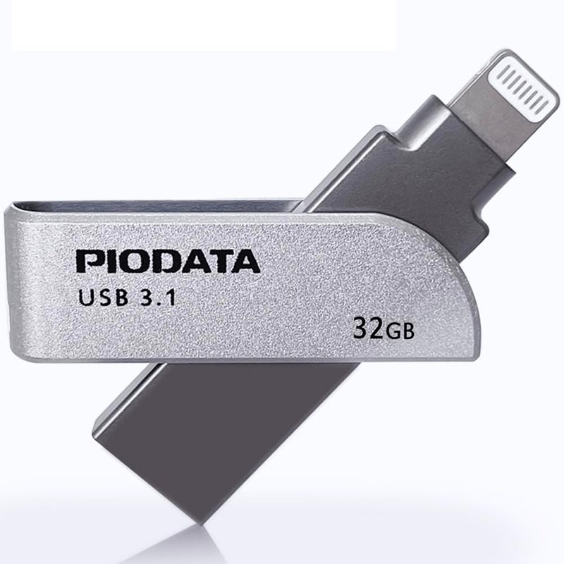 PioData iXflash 32GB MFi Certified Lightning & USB Type A Flash Pen Drive for iPhone/iPad/Mac/PC External Storage Memory Photo Stick - Image 1